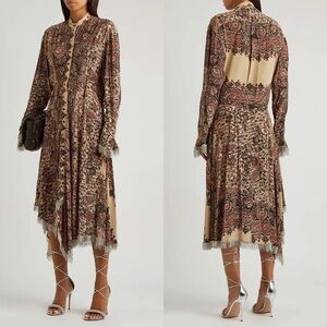NEW JW ANDERSON Printed Crystal-Trimmed Shirt Dress